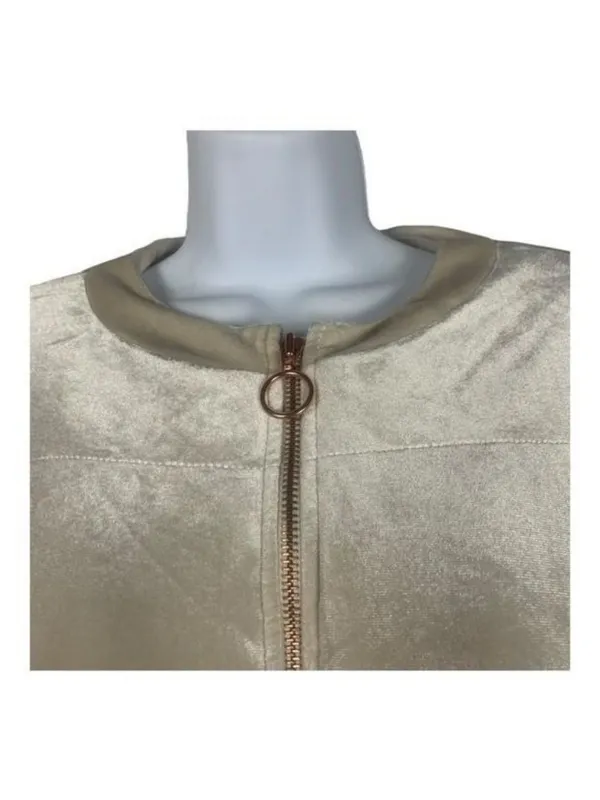 Lauren Conrad Womens Gold Shimmer Velvet Jacket Size L Full Zip Lightweight - Image 2