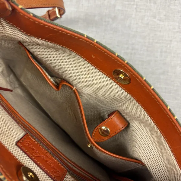Dooney & Bourke Crossbody Bag Womens Small Green Canvas Leather Monogram - Image 10