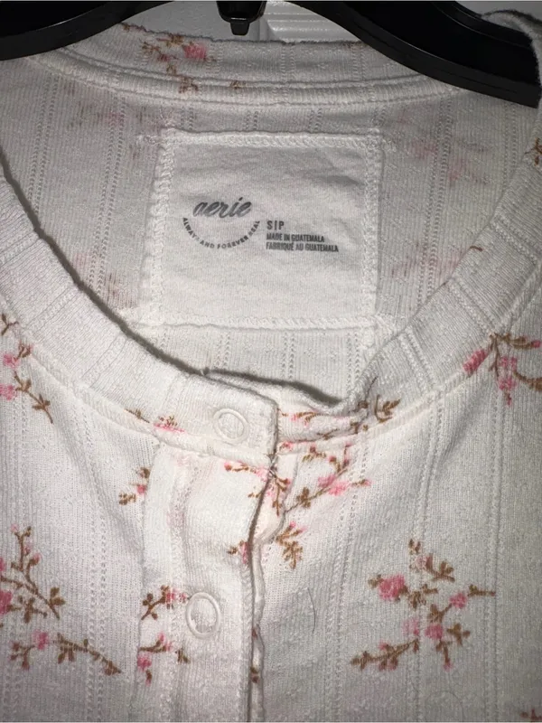 aerie Cream Cardigan with Pink Floral Print - Image 2