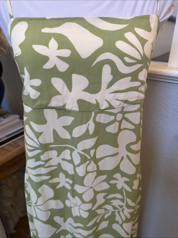Anthropologie Paper Heart Green Sleeveless Floral MIDI Tiered Dress Size Medium - Image 4