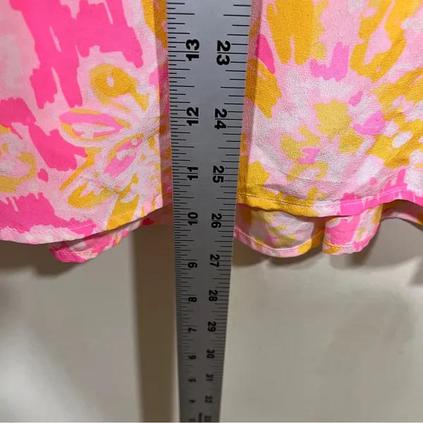 Lilly Pulitzer Large Elsa Ooh La La Pink Yellow Floral Silk Blouse Top Blouson - Image 7