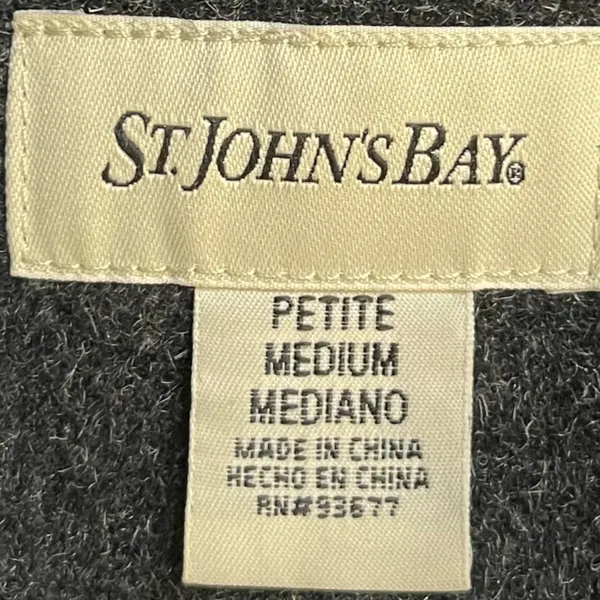 St Johns‎ Bay Womens Charcoal Wool Cashmere Blend Hood Coat Zip Pea Coat size M - Image 3