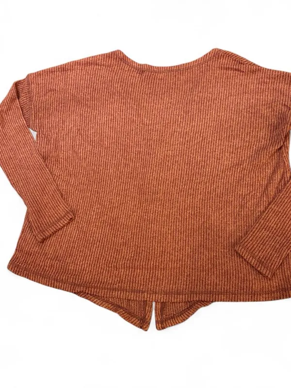American Eagle Outfitters Burnt Orange Ribbed Button Cardigan - Image 3