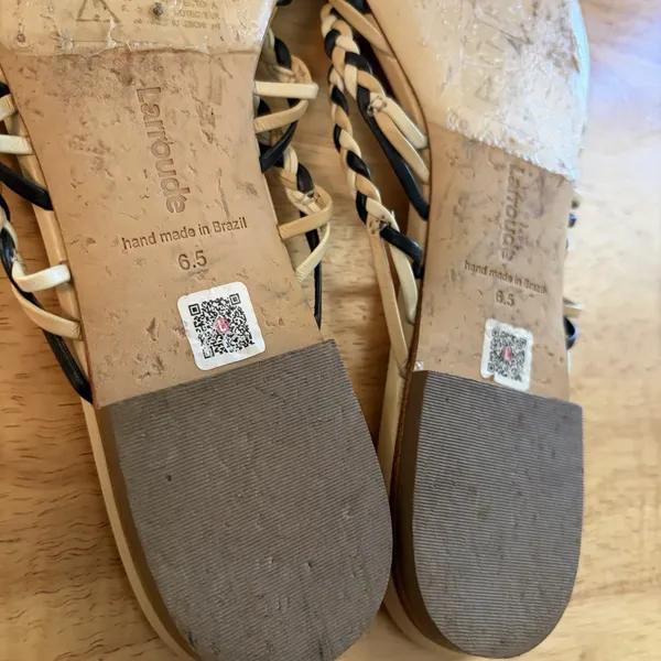 Larroudé Ibiza flat mules in multi-neutral‎ leather 6.5 Tan Black Brown Braided - Image 7