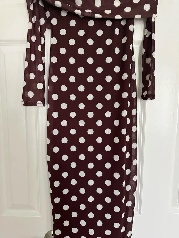 Polka dot midi dress Brown Size M - Image 3