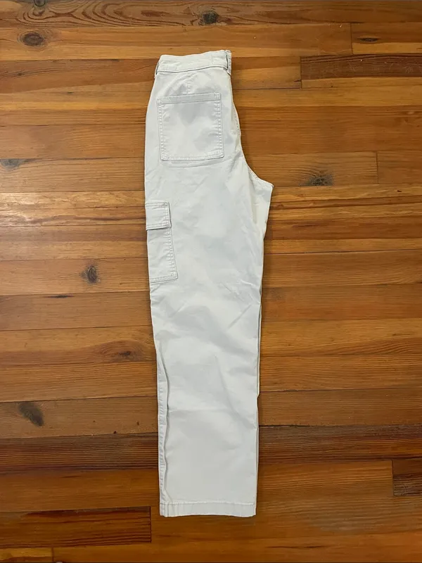 Hollister Ultra High-Rise Dad Pant Womens Sz 4R W27 Gray Cargo Stretch - Image 3