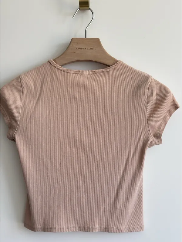 Reformation Ribbed Organic Cotton Baby Tee Blush Pink Short Sleeve Top - Image 5
