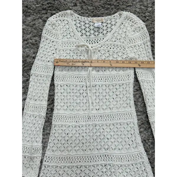 Women's Crochet Cover Up 100% Cotton Beachy Long Sleeve Size M Cottagecore - Image 9