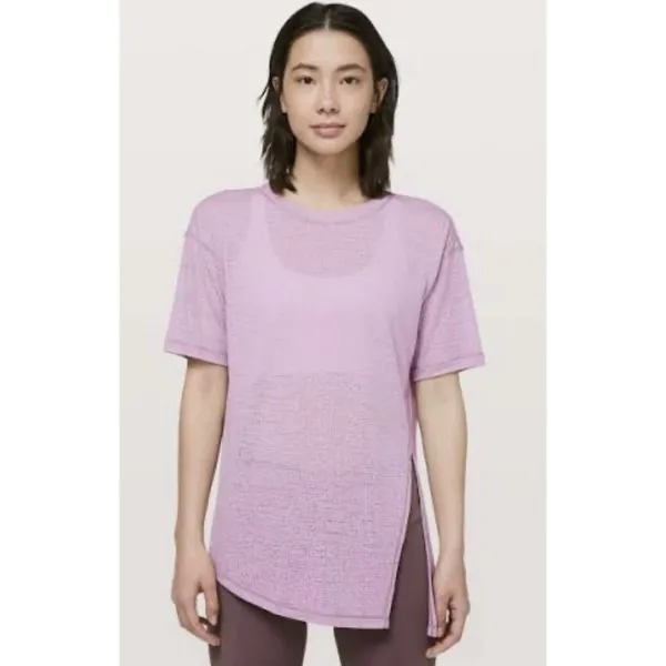 Lululemon Sneak Out Short Sleeve Tee Womens 8‎ Purple Excellent Tie Front Top - Image 2