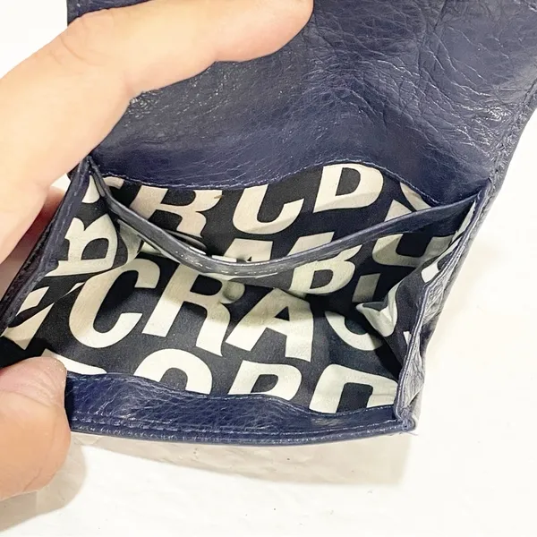 Marc by Marc‎ Jacobs Navy Blue Leather Silver Hardware Card Holder Wallet - Image 3