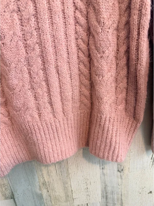 A New Day Pink Cable Knit Mock Neck Sweater Medium NWT Wool Blend - Image 9