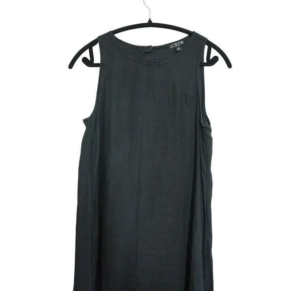 J. Crew Women's‎ Size Small Black 100% Linen Sleeveless Shift Dress Minimalist - Image 2