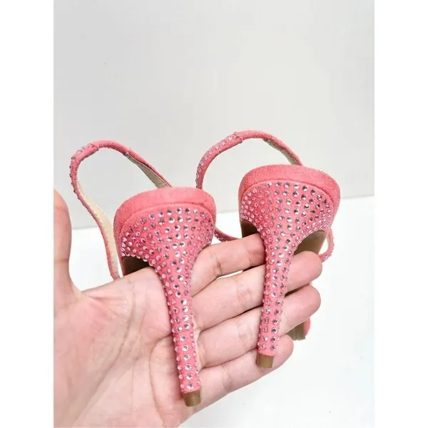Marc Fisher Betila Pink Rhinestone Slingback Stiletto Sandals Womens 7.5 M‎ - Image 6