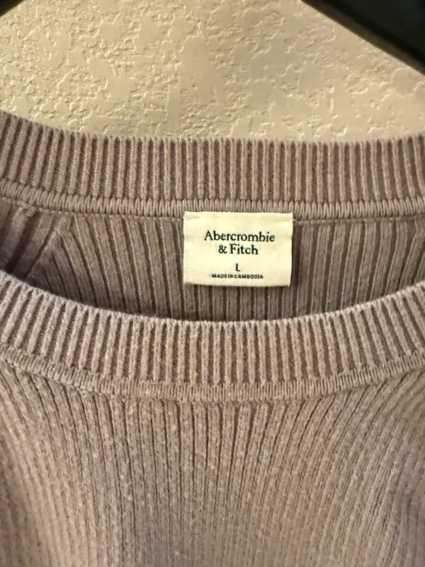Abercrombie Grey Long Sleeve Ribbed Sweater L - Image 5