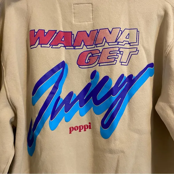 Poppi Tan Graphic Hoodie size Large - Image 9