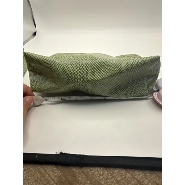 Green Snakeskin Embossed Cosmetic Bag Set Faux Leather Makeup Pouches 2 Piece - Image 7