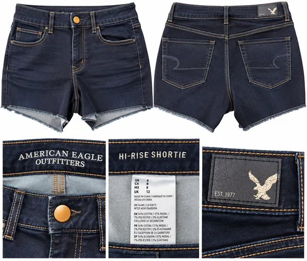 American Eagle Women’s Dark Wash Denim Shorts – Raw Hem - Image 3