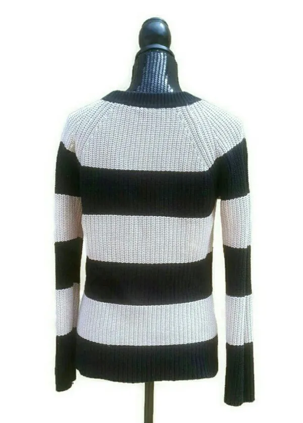 💗 Zara Knit chunky tan and black striped sweater - Image 2