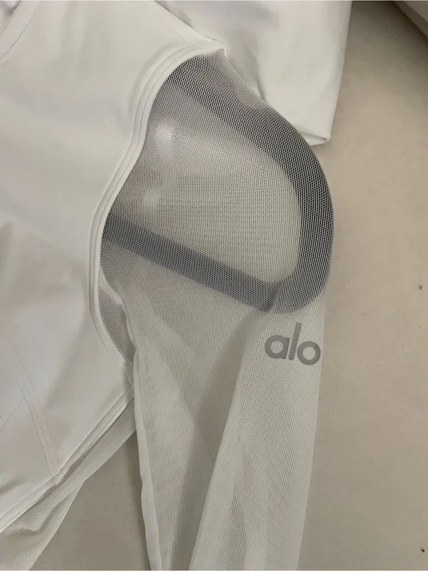 Alo Softsculpt Superset Full Zip Hoodie Jacket Sheer Sleeves & Back Detail White - Image 7