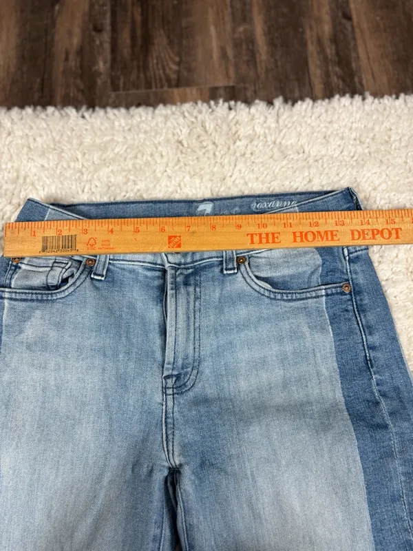 7 For All Mankind Roxanne Ankle Jeans 27 Two Tone Tuxedo Stripe Raw Hem - Image 6