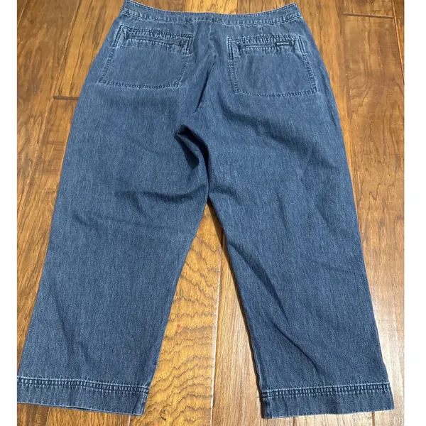 VTG Woolrich Denim Crop‎ Pants Womens 33 Waist Medium Wash Straight Leg Baggy - Image 9