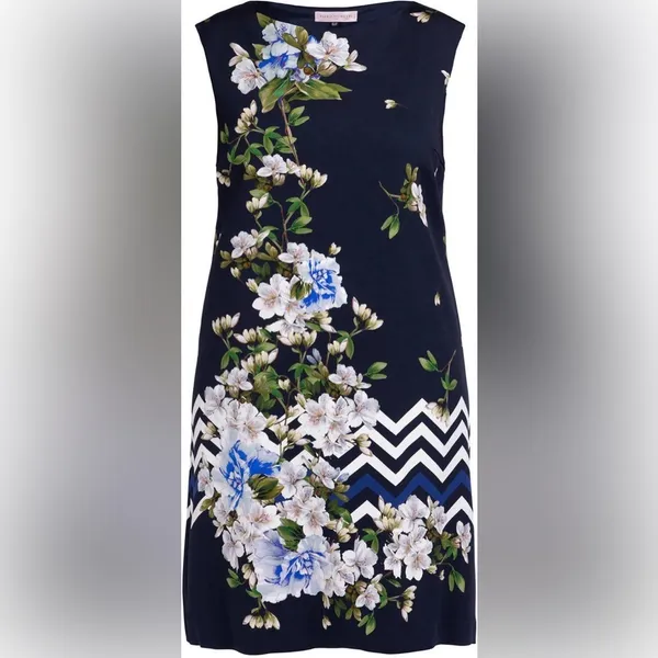 NEW Piero Moretti Navy Blossom Shift Dress Autumn Wedding Guest‎ Dress Plus Size - Image 4