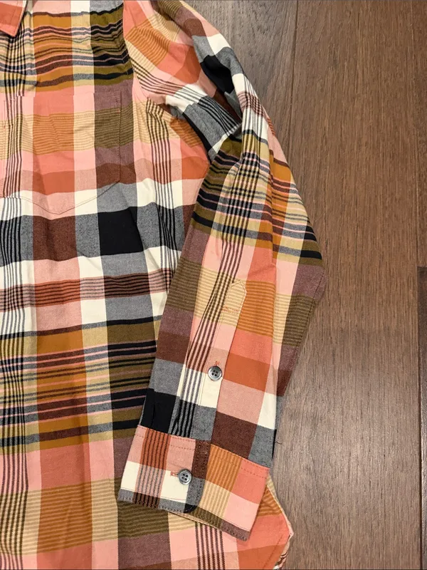 Madewell Pink, Brown, Cream Plaid Button-Down Shirt Women’s Size Medium - C1-616 - Image 5