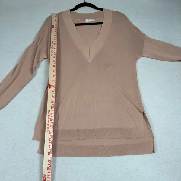 rag & bone V Neck Sweater Womens Small Rose Pink Viscose‎ High Low Split Hem - Image 5