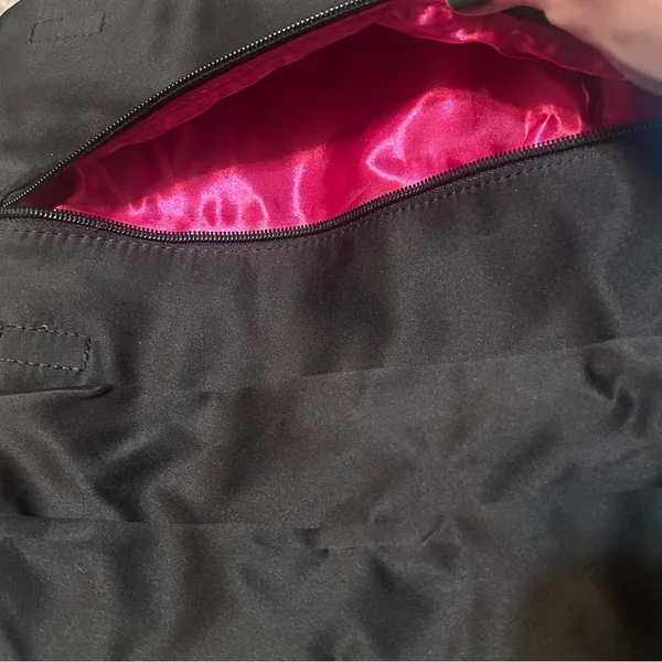 Express Black and Pink Satin Clutch - Image 3