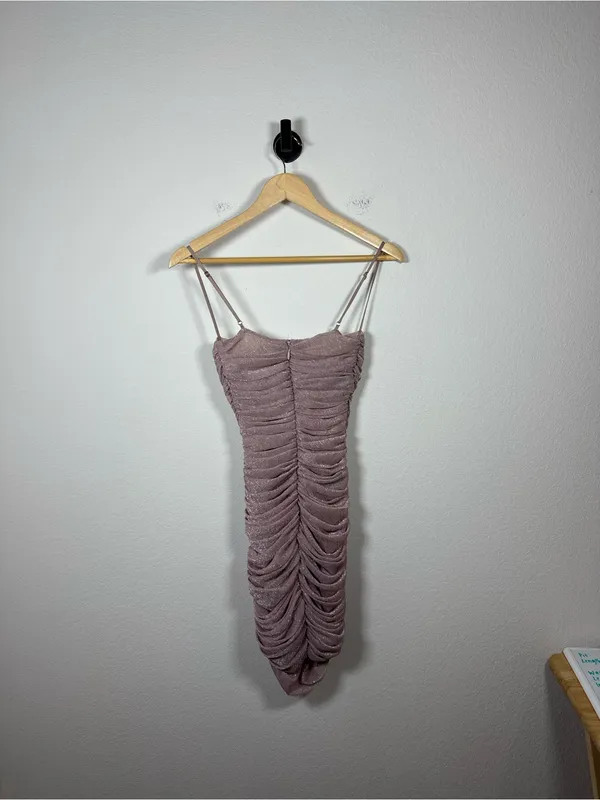 House of CB Ella Pale Pink Sparkle Mesh Mini Dress XS - Image 15