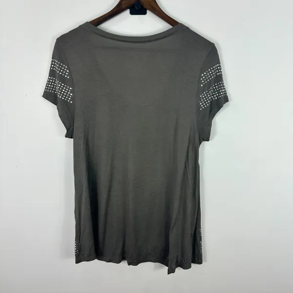 INC Studded Top XL Gray Scoop Neck Tee Indie Sleaze Glam Rock Festival Y2K‎ - Image 6