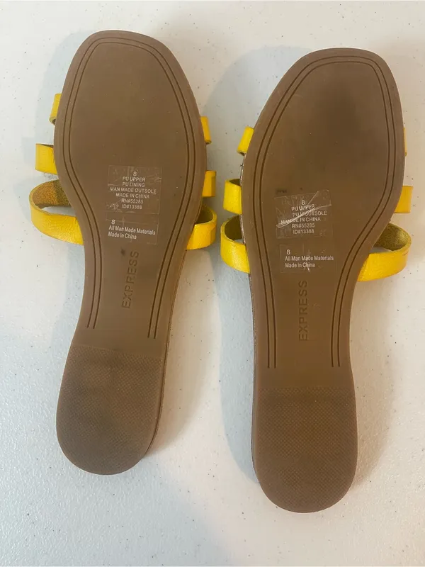 Express Yellow Double-Strap Slide Sandals - Image 2