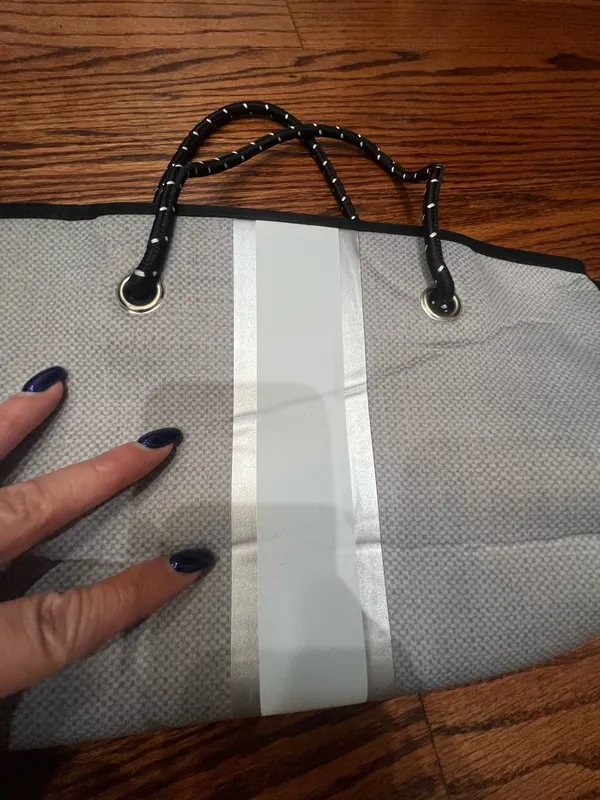 Silver gray with white strip tote - Image 2