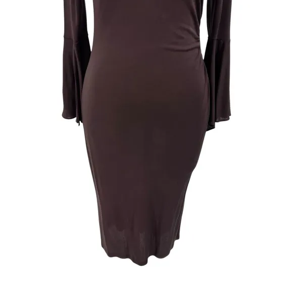 Diane von Furstenberg Vintage Brown Bell Sleeve Sheath‎ Dress Y2K Size 12 - Image 4