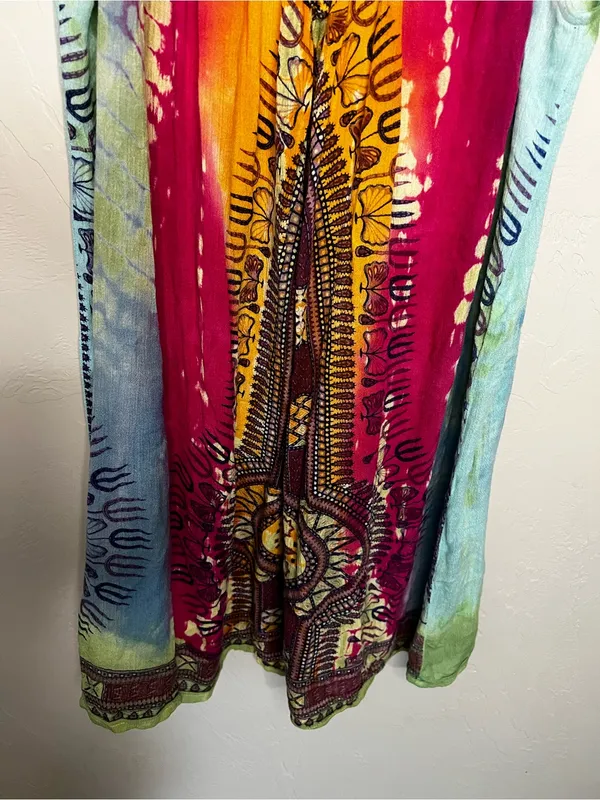 Sol Dashiki Rayon Tie Dye Boho Resort Cover-Up Mini Sundress Beach Vacation - Image 4