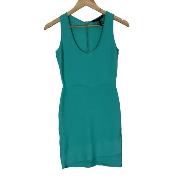 BCBGMAXAZRIA Gisela Mini Bodycon Bandage Dress Aqua Blue Sleeveless Y2K Size S - Image 3
