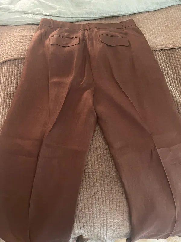 J.Crew Linen Pants Wide-Leg Brown - Image 2