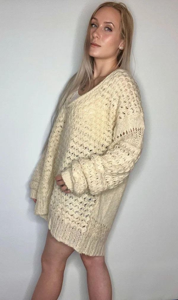 Free People Knit Cream Sweater - Image 3