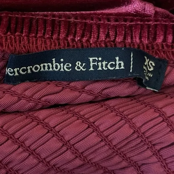 Abercrombie & Fitch Red Velvet Velour Sweeheart Cinched Smocked Crop Top Size XS - Image 3