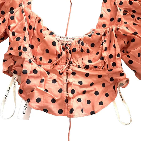 FOR LOVE & LEMONS Keeley Polka Dot Crop‎ Top NWT Sz XS - Image 3