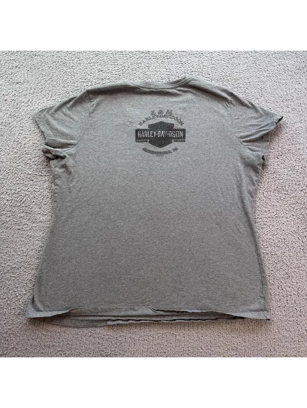 Harley-Davidson Women's XL Gray Sugar Skull V Neck Graphic T Shirt Greensburg PA - Image 2
