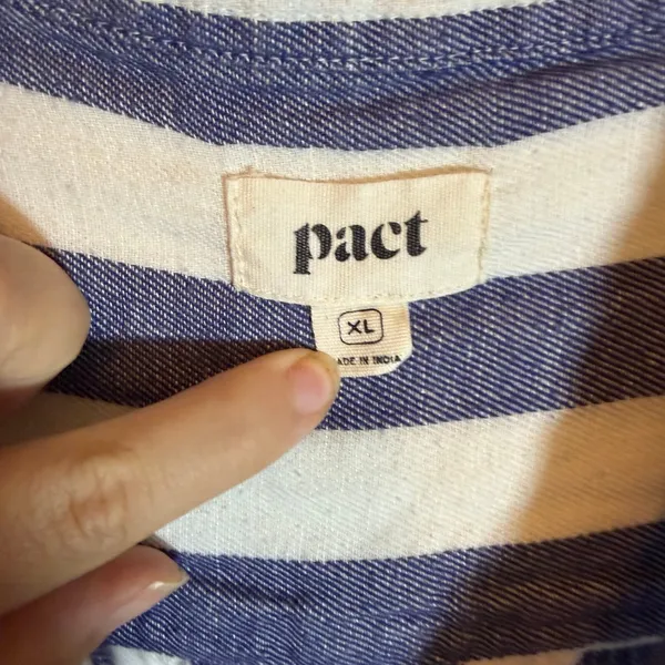 Pact The Harbour Organic Cotton Hemp Blend Romper Womens XL Blue White Stripes - Image 5