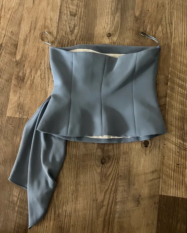 Zara blue Draped Bustier Top   - Image 4