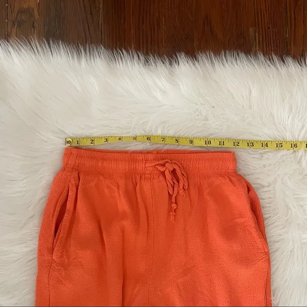 Vintage Coral Pull On Pants Crepe Elastic Waistband Drawstring Size Medium - Image 4