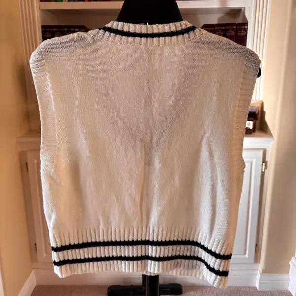 SHEIN Qutie Striped Trim Cable Knit Sweater Vest - Image 2