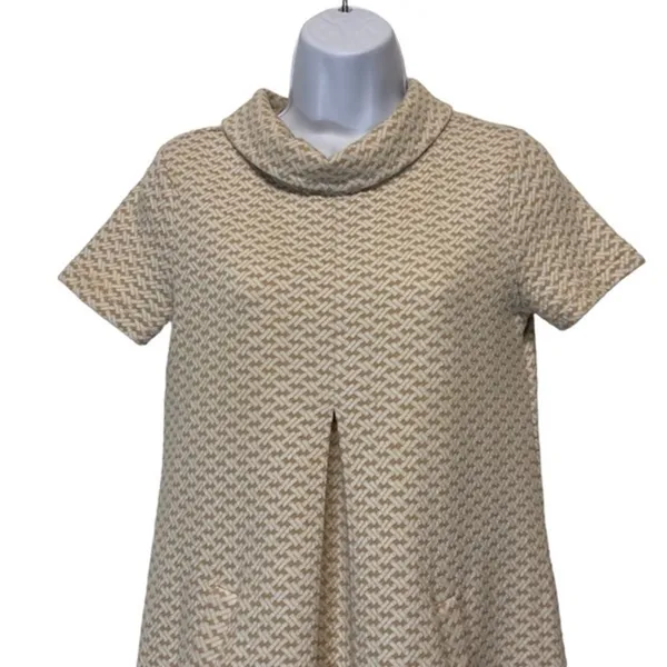 Tyler Boe Kim Dress XS Cowl Neck beige White Geometric 3/4 Sleeve Pocket Dress‎ - Image 4