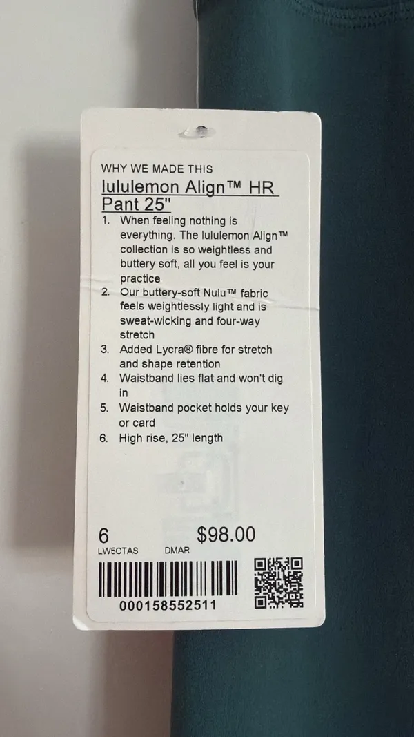 Lululemon Size 6 Align HR 25” Leggings - Image 6