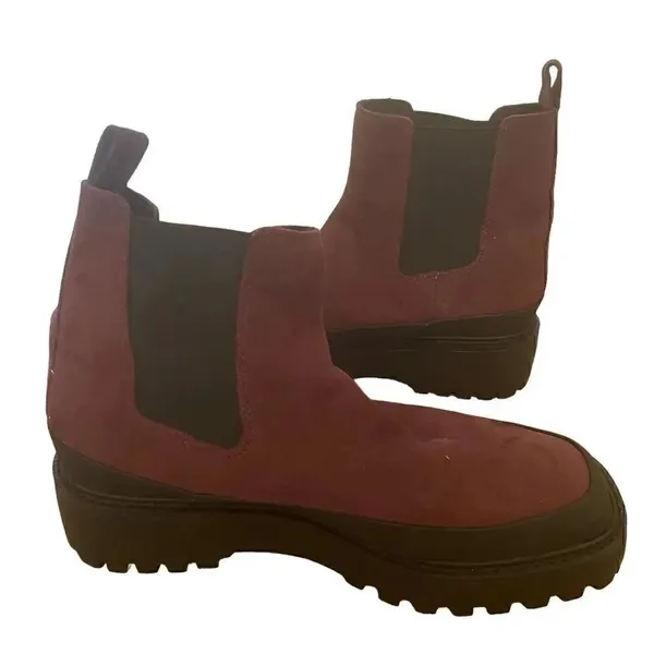 Nordstrom Rack Bellamy Faux Suede Chelsea Boots Wine Womens 8.5 Waterproof - Image 10