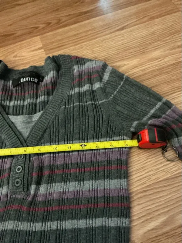 Y2K Ounce Stripe Sweater Size Large Gray - Image 4