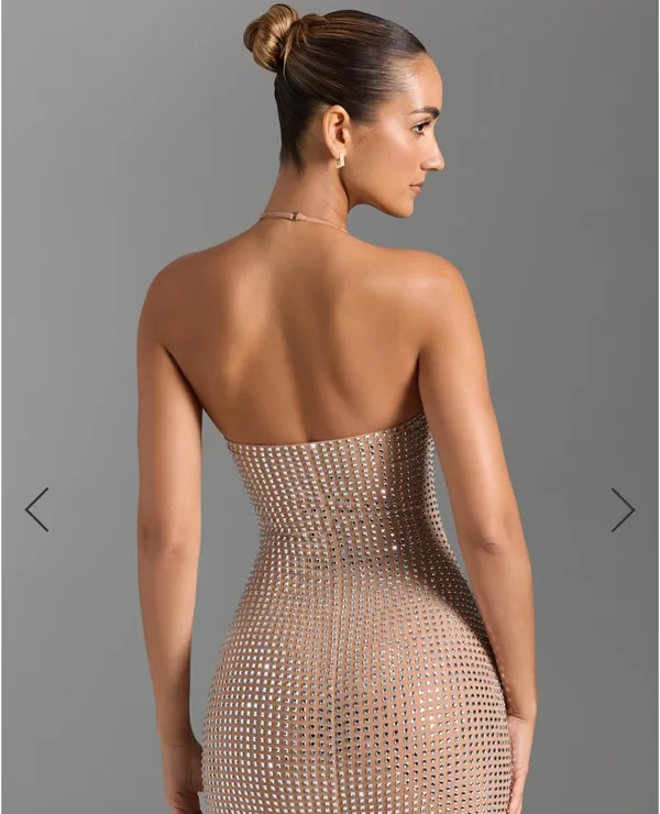 Oh Polly Nude Embellished Dress - Image 2